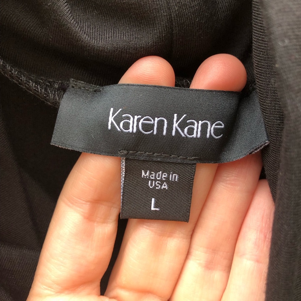 Karen Kane Quinn Turtleneck Dress Size L Black Jersey Swing Pockets - Picture 7 of 12